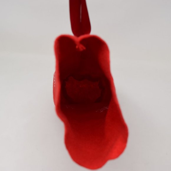 Lindt Holiday Felt Gift Bag Empty Christmas Snowflakes Stars Ribbon Red Wrap - Picture 14 of 14